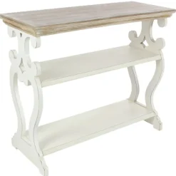 Console Tables-Kirkland's Home Wooden 2-Shelf Console Table White