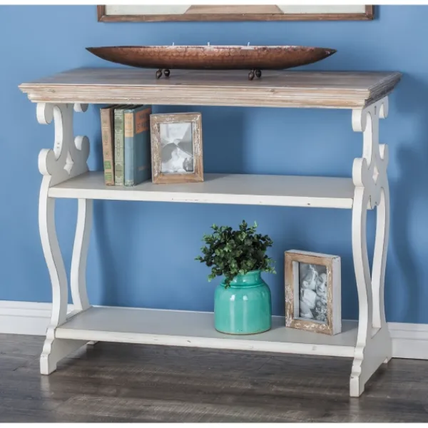 Console Tables-Kirkland's Home Wooden 2-Shelf Console Table White