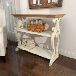 Console Tables-Kirkland's Home Wooden 2-Shelf Console Table White