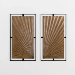 Wall Plaques-Kirkland's Home Wooden Starburst Metal Wall Plaques, Set Of 2 Brown