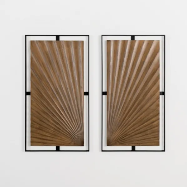 Wall Plaques-Kirkland's Home Wooden Starburst Metal Wall Plaques, Set Of 2 Brown