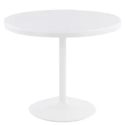 Dining Tables-Kirkland's Home Wooden Top Metal Base Round Dining Table White