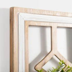 Wall Plaques-Kirkland's Home Wooden Wreath On Window Wall Plaque Tan/White/Green
