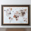 Framed Art-Kirkland's Home World Map Natural Framed Art Print White