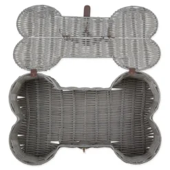 Baskets & Boxes-Kirkland's Home Woven Bone Shaped Basket, 24 In. Gray