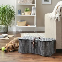 Baskets & Boxes-Kirkland's Home Woven Bone Shaped Basket, 24 In. Gray