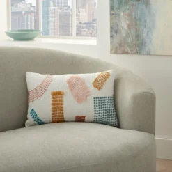 Pillows-Kirkland's Home Woven Geometric Patches Lumbar Pillow Multi
