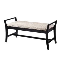 Benches & Ottomans-Kirkland's Home Woven Hyacinth And Black Wood Bench White