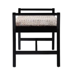 Benches & Ottomans-Kirkland's Home Woven Hyacinth And Black Wood Bench White