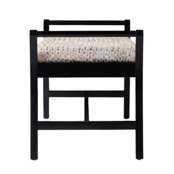 Benches & Ottomans-Kirkland's Home Woven Hyacinth And Black Wood Bench White