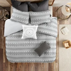 Comforters-Kirkland's Home Woven Jacquard California King Comforter Set Gray