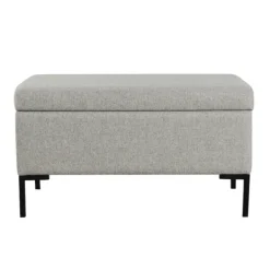 Benches & Ottomans-Kirkland's Home Woven Polyester Storage Bench Gray