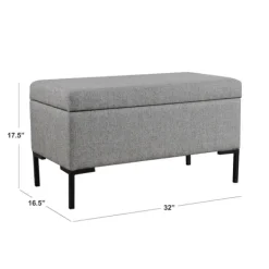 Benches & Ottomans-Kirkland's Home Woven Polyester Storage Bench Gray