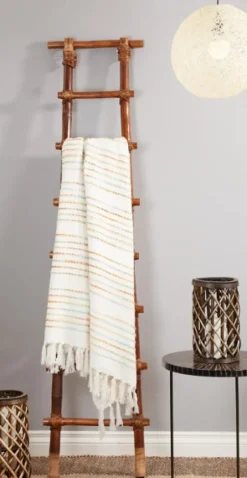 Blankets & Throws-Kirkland's Home Woven Rainbow Stripe Tassel Throw Multi/White