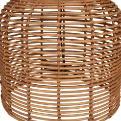 Table Lamps-Kirkland's Home Woven Rattan Base Ivory Shade Table Lamp Brown