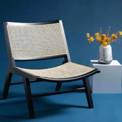 Accent Chairs-Kirkland's Home Woven Rattan Low-Slung Accent Chair Black
