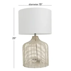 Table Lamps-Kirkland's Home Woven Rattan Table Lamp Ivory