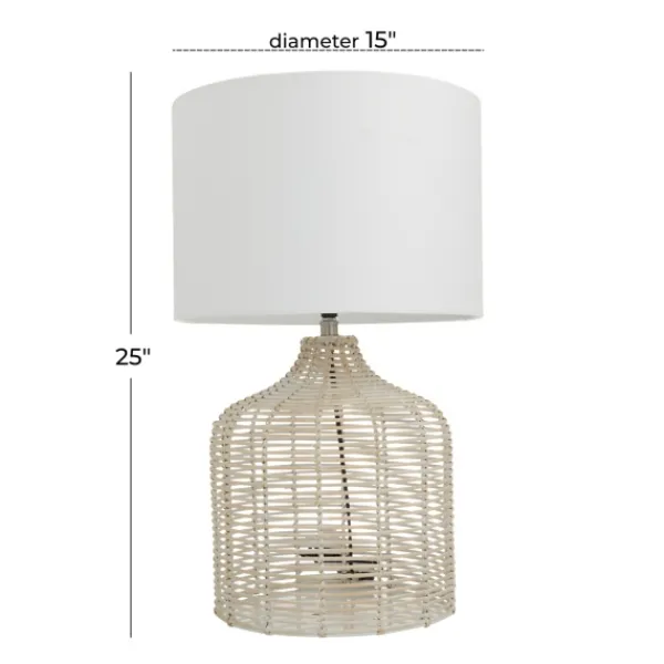 Table Lamps-Kirkland's Home Woven Rattan Table Lamp Ivory