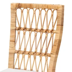 Dining Chairs-Kirkland's Home Woven Rattan White Cushion Dining Chairs, Set Of 2 Tan/White