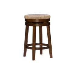 Bar Stools & Counter Height Stools-Kirkland's Home Woven Seagrass Walnut Wood Swivel Counter Stool Tan