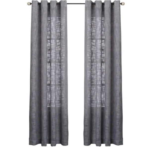Curtains & Drapes-Kirkland's Home Woven Single Curtain Panel, 84 In. Gray