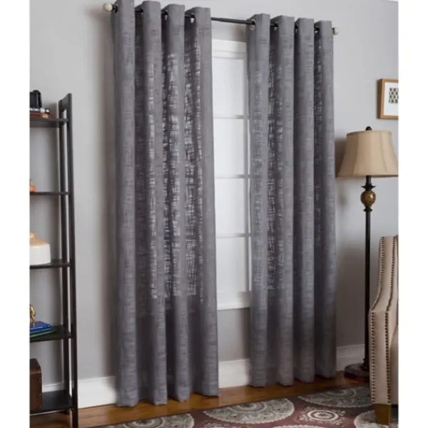 Curtains & Drapes-Kirkland's Home Woven Single Curtain Panel, 84 In. Gray