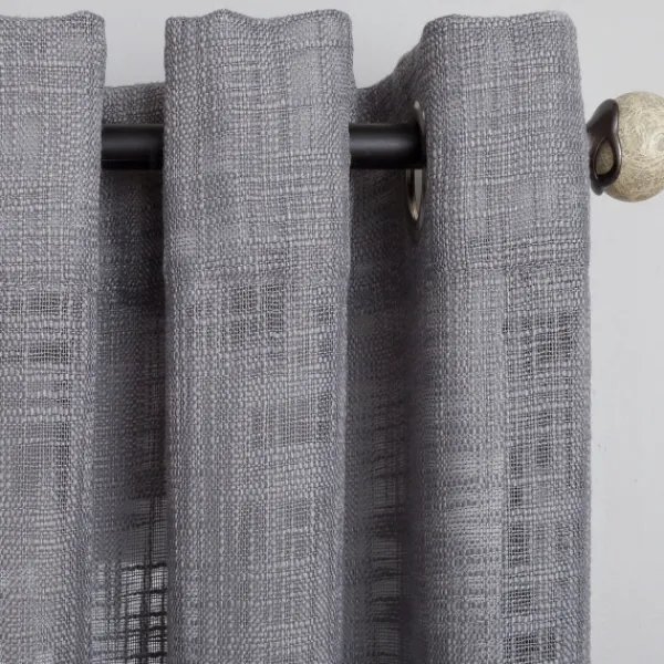 Curtains & Drapes-Kirkland's Home Woven Single Curtain Panel, 84 In. Gray