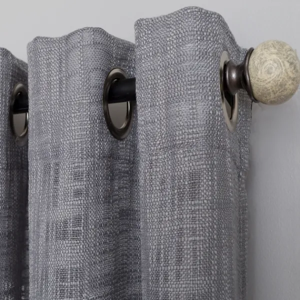 Curtains & Drapes-Kirkland's Home Woven Single Curtain Panel, 84 In. Gray