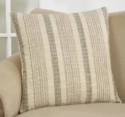 Pillows-Kirkland's Home Woven Stripe Throw Pillow Tan