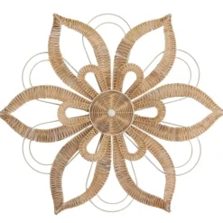 Wall Plaques-Kirkland's Home Woven Wicker And Wire Flower Wall Plaque Tan