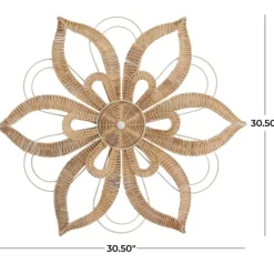 Wall Plaques-Kirkland's Home Woven Wicker And Wire Flower Wall Plaque Tan