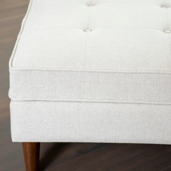 Benches & Ottomans-Kirkland's Home Wyatt Ecru Woven Ottoman Ivory
