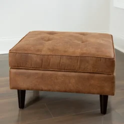 Benches & Ottomans-Kirkland's Home Wyatt Faux Leather Ottoman Brown