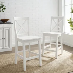 Bar Stools & Counter Height Stools-Kirkland's Home X-Back Farmhouse Counter Stools, Set Of 2 White