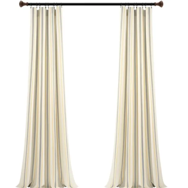 Curtains & Drapes-Kirkland's Home Yellow & Gray Farmhouse Curtain Panel Set, 95 In. Yellow/Gray