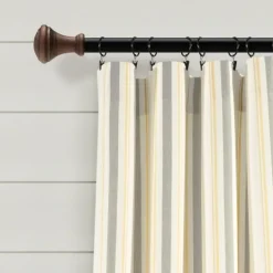 Curtains & Drapes-Kirkland's Home Yellow & Gray Farmhouse Curtain Panel Set, 95 In. Yellow/Gray