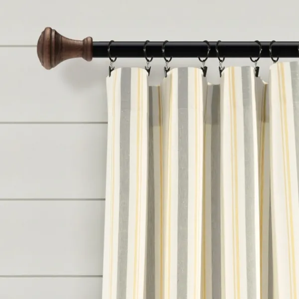 Curtains & Drapes-Kirkland's Home Yellow & Gray Farmhouse Curtain Panel Set, 95 In. Yellow/Gray