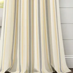 Curtains & Drapes-Kirkland's Home Yellow & Gray Farmhouse Curtain Panel Set, 95 In. Yellow/Gray