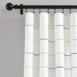 Curtains & Drapes-Kirkland's Home Yellow And Gray Stripe Curtain Panel Set, 95 In. White/Gray/Yellow