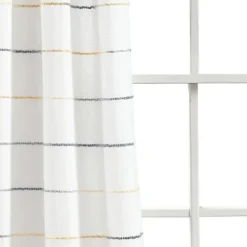 Curtains & Drapes-Kirkland's Home Yellow And Gray Stripe Curtain Panel Set, 95 In. White/Gray/Yellow