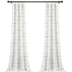 Curtains & Drapes-Kirkland's Home Yellow And Gray Stripe Curtain Panel Set, 95 In. White/Gray/Yellow