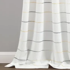 Curtains & Drapes-Kirkland's Home Yellow And Gray Stripe Curtain Panel Set, 84 In. White/Gray/Yellow