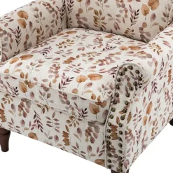 Accent Chairs-Kirkland's Home Yellow And Orange Leaf Upholstered Accent Chair Yellow/Orange