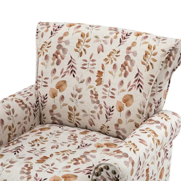 Accent Chairs-Kirkland's Home Yellow And Orange Leaf Upholstered Accent Chair Yellow/Orange