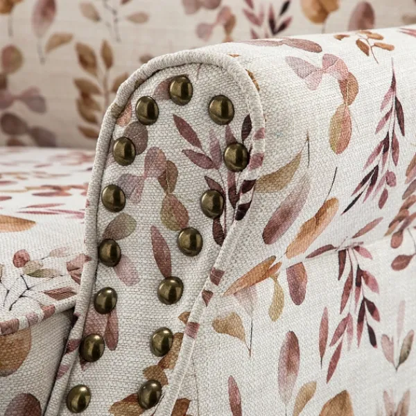 Accent Chairs-Kirkland's Home Yellow And Orange Leaf Upholstered Accent Chair Yellow/Orange
