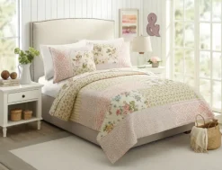 Quilts-Kirkland's Home Yellow And Pink Patchwork Blooms King Quilt Yellow/Pink