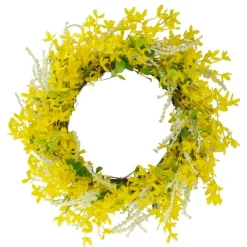 Wreaths-Kirkland's Home Yellow Jasmine Spiral Wreath Yellow/Green