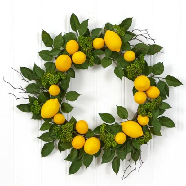 Wreaths-Kirkland's Home Zesty Lemon Fresh Wreath Green/Yellow