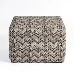 Benches & Ottomans-Kirkland's Home Zig Zag Upholstered Ottoman Gray/White/Black