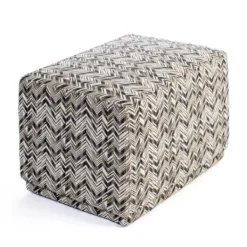 Benches & Ottomans-Kirkland's Home Zig Zag Upholstered Ottoman Gray/White/Black